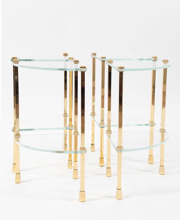 Null Four brass and glass corner tables. Made in Italy, c. 1980. Each 56x30x29 c&hellip;