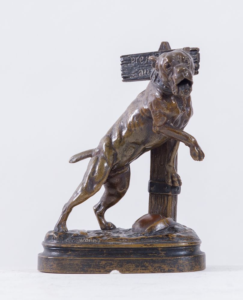 Null PROSPER LE COURTIER (France, 1855 - 1924) "Chien". Sculpture en bronze. Cm &hellip;