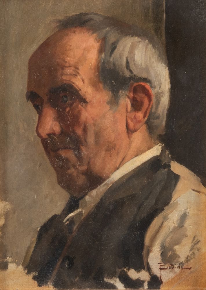Null PAOLO BEDINI (Bologne 1844 - 1924) "Portrait". Huile sur toile. Cm 38.5x28.&hellip;