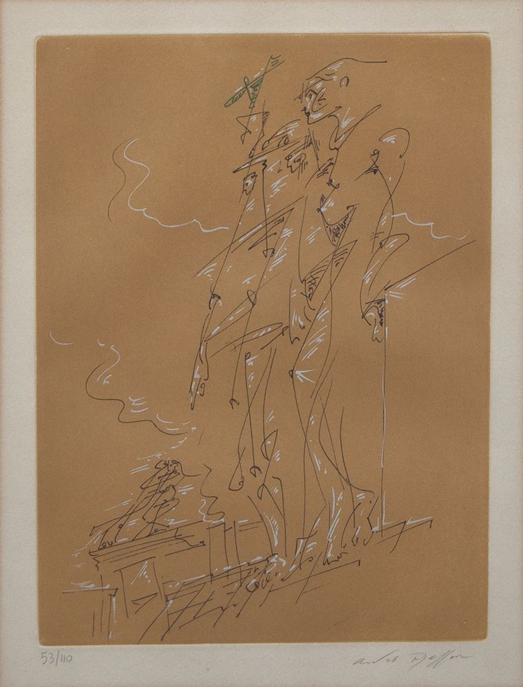 Null ANDRÉ MASSON (Balagny-sur-Thérain 1896 - Paris 1987) 《无题》。纸上彩色平版画。盘子：31.2x2&hellip;