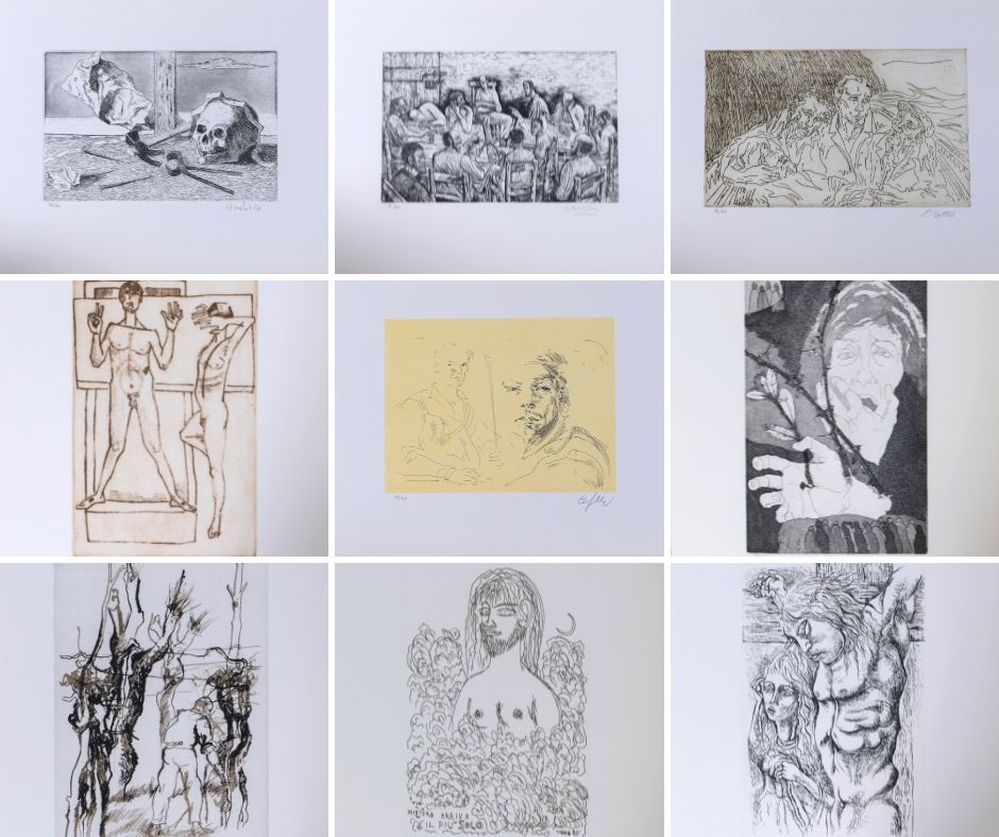 Null Lot consisting of nine color lithographs on paper. From Renata Viganò's poe&hellip;