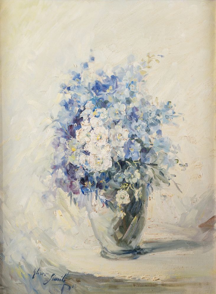 Null ELISEO SIMILI (1902 - 1983) "Vase de fleurs", 1962. Huile sur toile. Cm 60x&hellip;