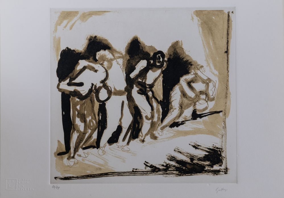 Null 雷纳托-古图索（Bagheria 1911 - 罗马 1987）《无题》。纸上彩色石版画。纸张：34.5x49厘米。作品右下角有签名Guttuso。左&hellip;