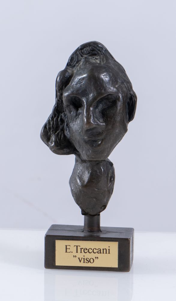 Null ERNESTO TRECCANI (Milán 1920 - 2009) 'Rostro'. Escultura de bronce. Cm 13.5&hellip;