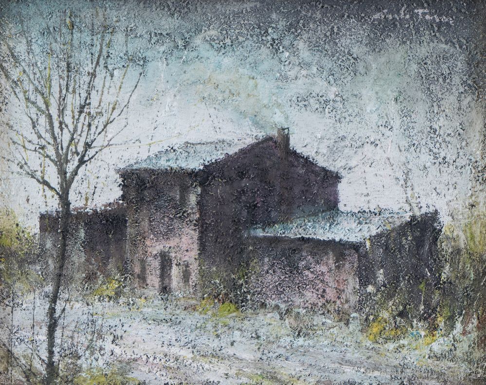 Null CARLO TASSI (Bondeno 1933 - Ferrara 2011) "Landschaft", 1971. Öl auf Platte&hellip;