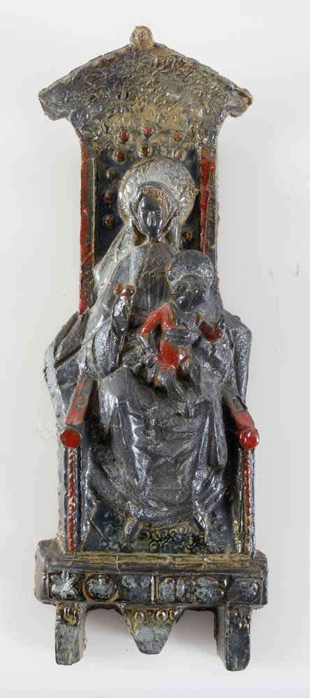 Null ANGELO BIANCINI (Castelbolognese 1911 - 1988), attr."圣母与孩子"。釉面陶瓷雕塑。Cm 67x27&hellip;