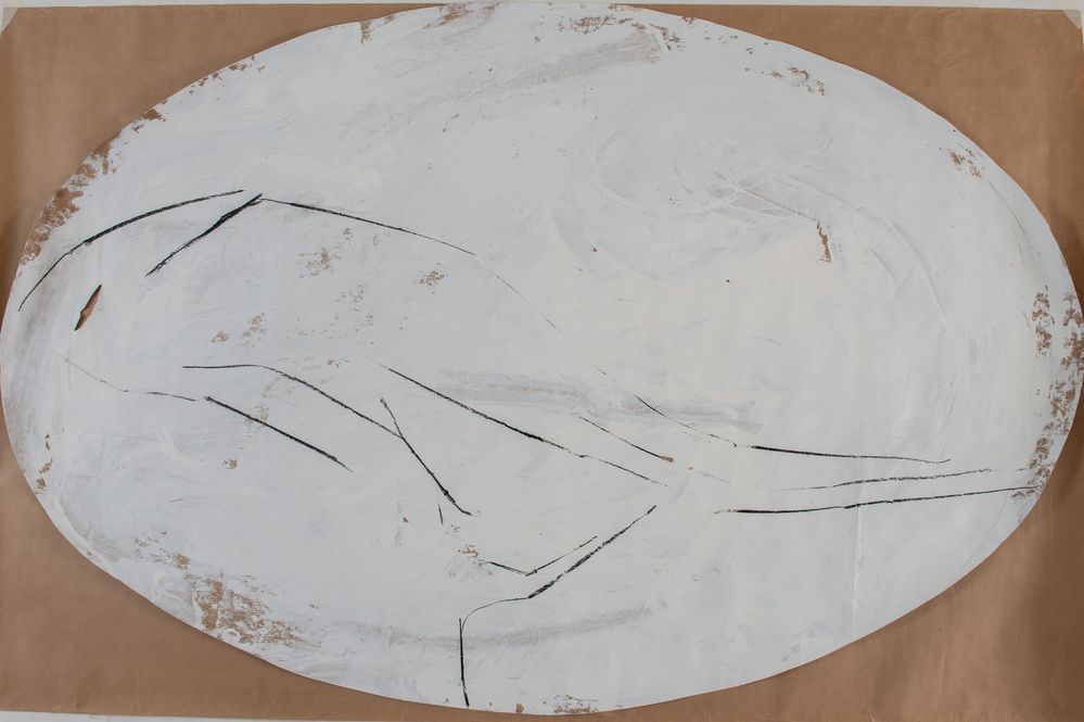 Null GIANDOMENICO SOZZI (1960) "Oval" 。纸上混合技术。厘米148x100。作品背面有签名和标题Oval Sozzi。
