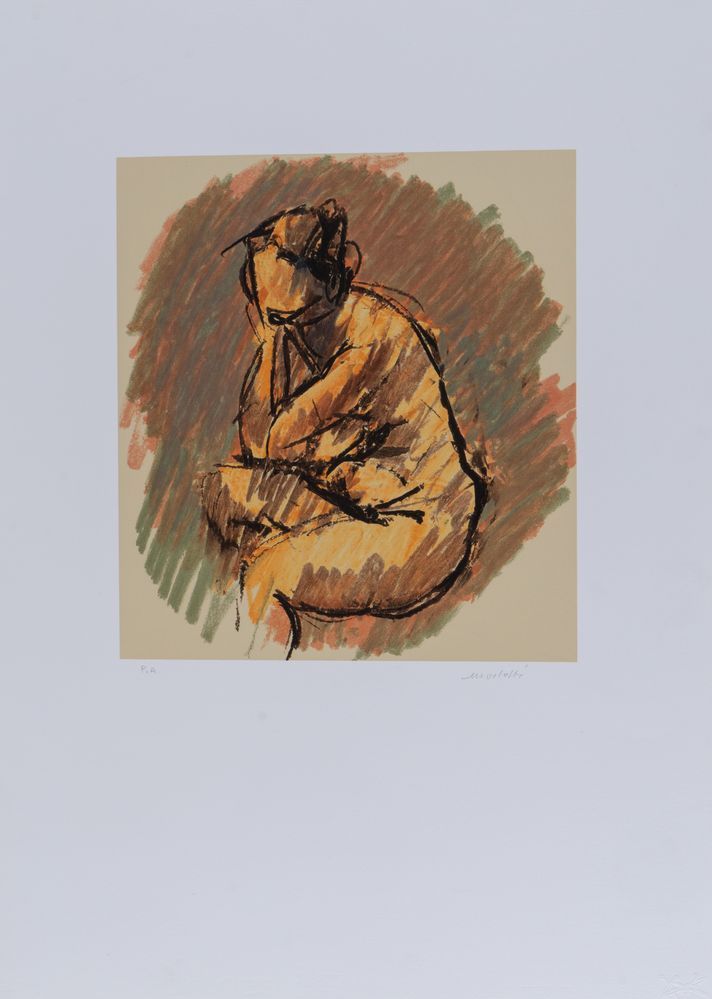 Null ENNIO MORLOTTI (Lecco 1910 – Milano 1992) “Donna”. Litografia a colori su c&hellip;