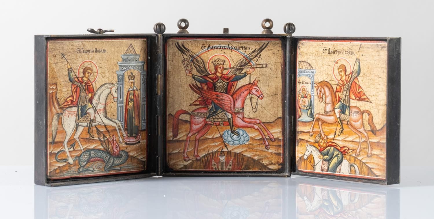 Null Foldable travel icon, Orthodox Art, early 19th century 10.5x9.3x4.4 cm, ove&hellip;