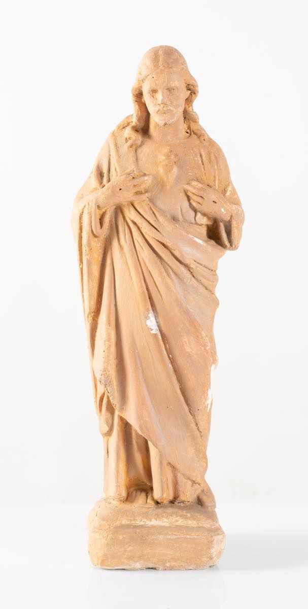Null 基督圣心，意大利，19 世纪下半叶 厘米 43x12x10 赤土雕塑