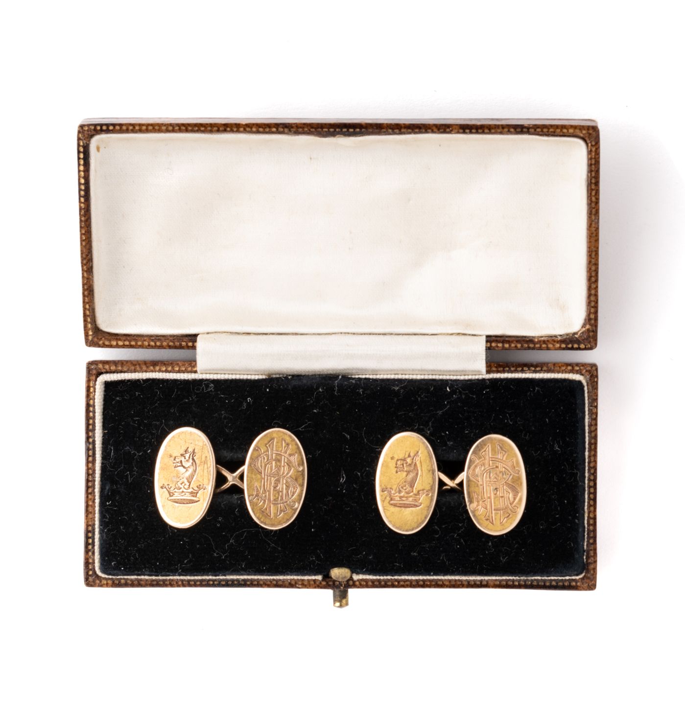 PAIR OF GOLD OVAL CUFFLINKS PAIR OF GOLD OVAL CUFFLINKS each double sided link e&hellip;