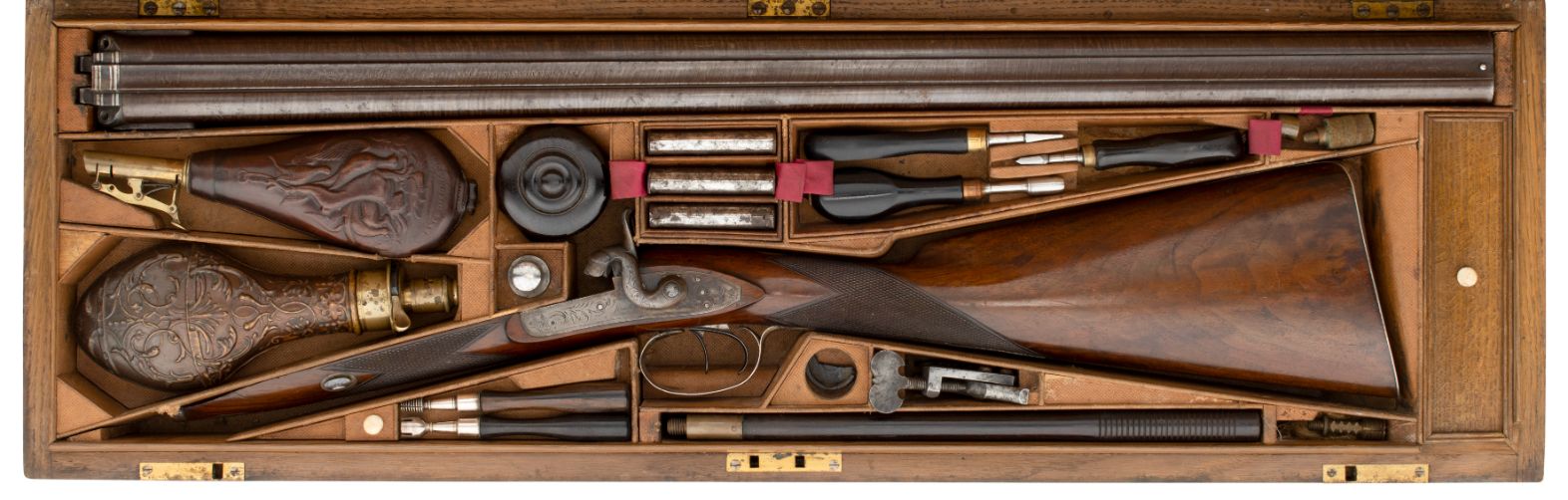 A CASED SILVER-MOUNTED 12 BORE D.B. PERCUSSION SPORTING GUN BY JOSEPH EGG UN PIS&hellip;