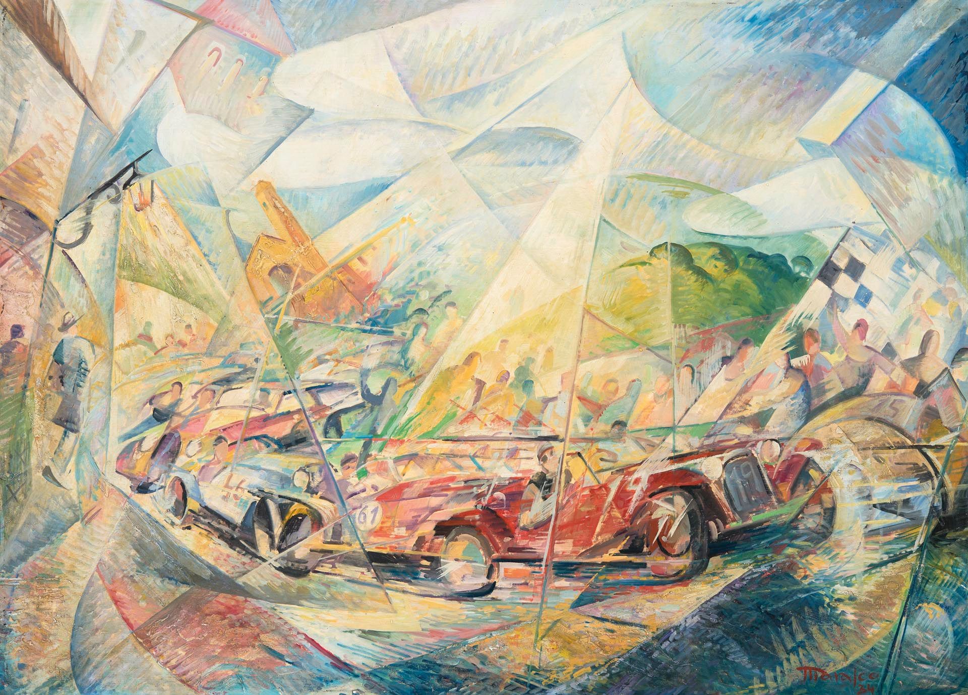 Antonio Marasco (Nicastro 1896 – Florenz/Firenze 1975) Le mille miglia; Olio su &hellip;