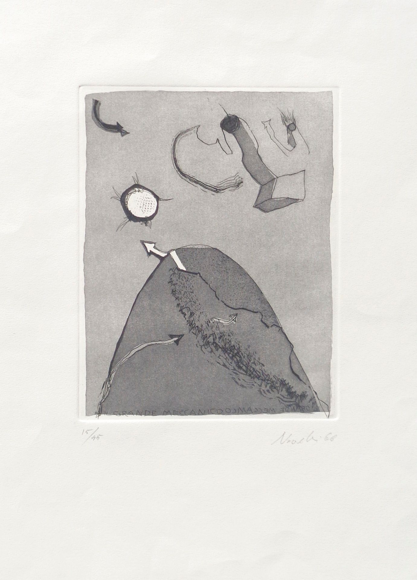 GASTONE NOVELLI Il grande meccanico, 1966;Acquatinta su carta, 64,5 x 49,5 cm_x0&hellip;