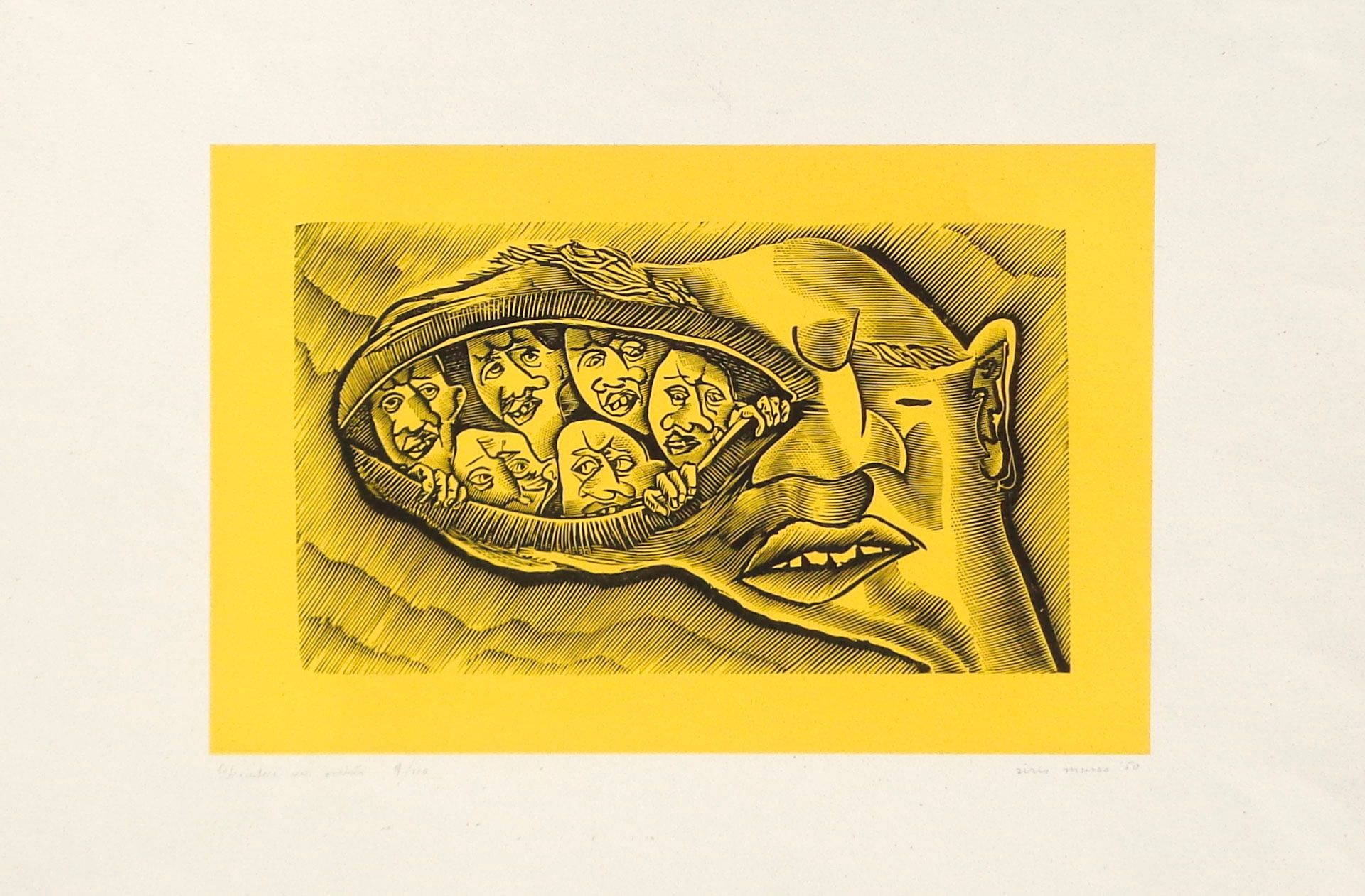 Sirio Musso Chiudere un occhio, 1950;Litografia a col., 34 x 49,8 cm_x000D_

Fir&hellip;