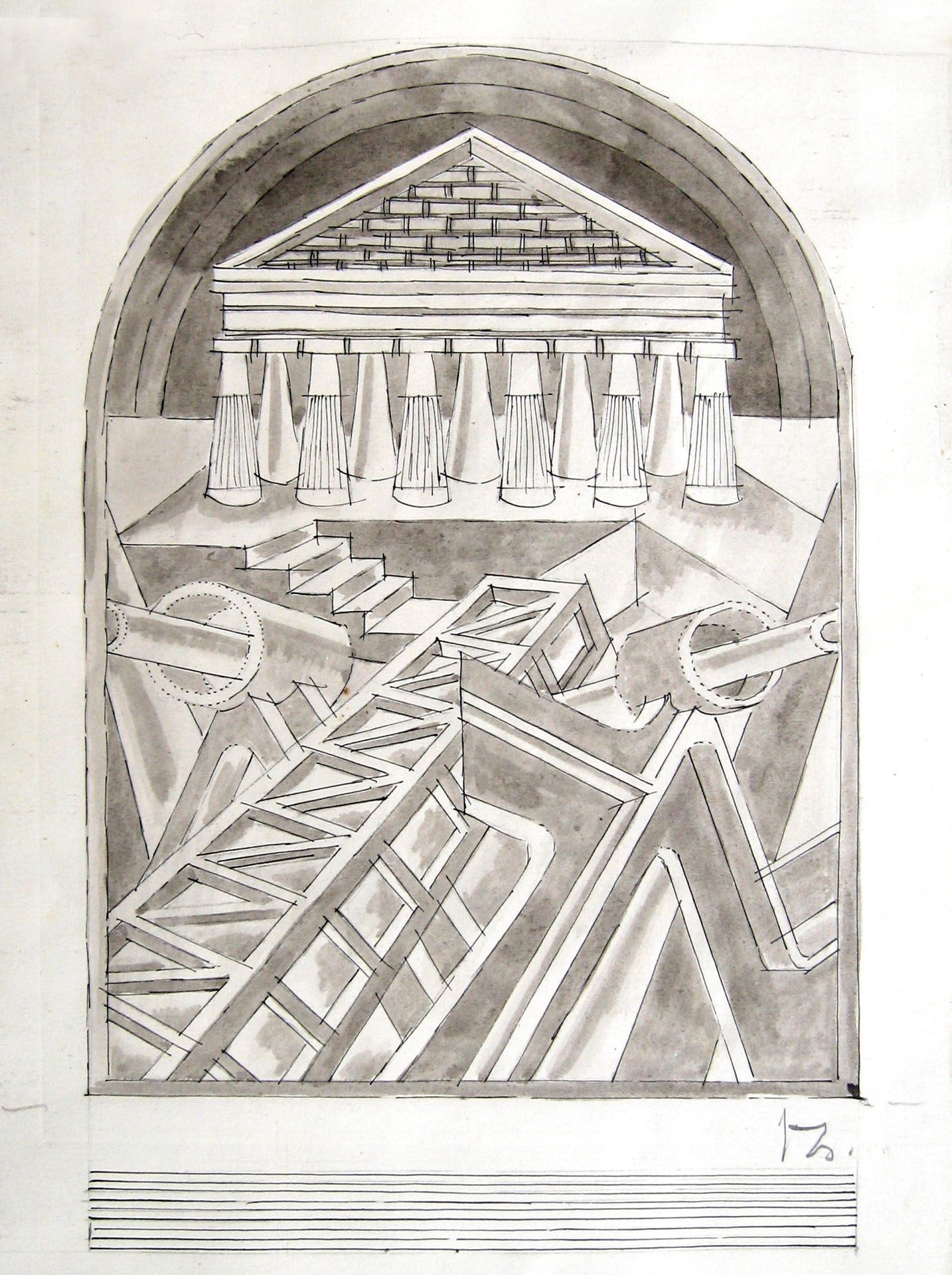 Fortunato Depero (Fondo 1892 – Rovereto 1960) Architettura, 1946/1947;pencil, in&hellip;
