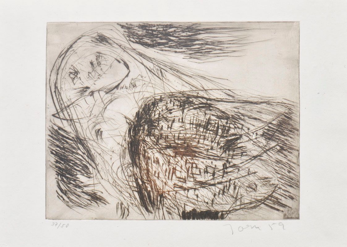 Asger Jorn (Jütland 1914 - Aarhus 1973) 人物，1959年；纸上蚀刻，20,5 x 26,5厘米，压印 "Edition &hellip;