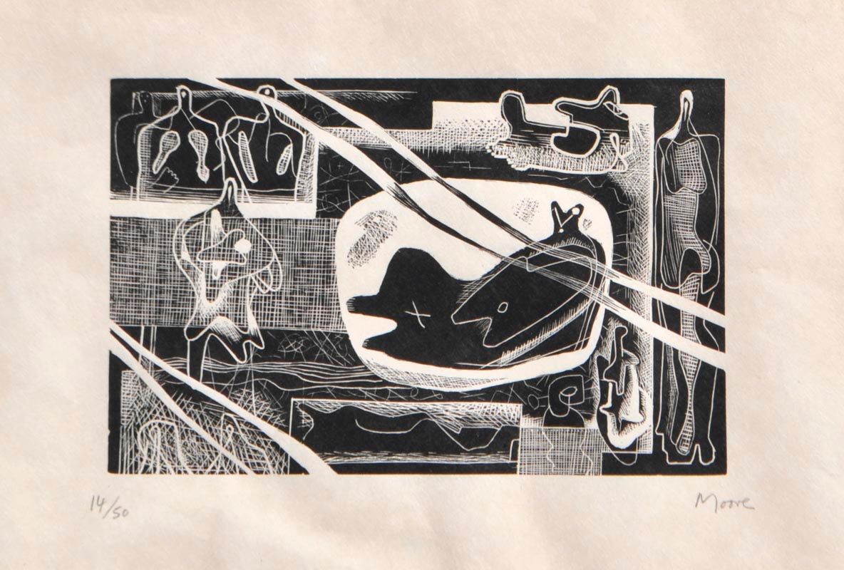 Henry Moore (Castleford 1898 - Perry Green 1986) 人物/雕塑，1931/1966；纸上木刻，12,9 x 19,&hellip;