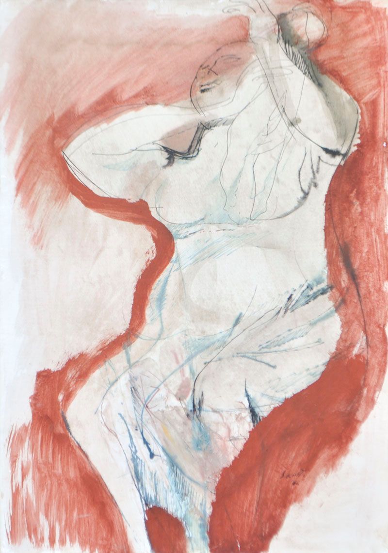 Bruno Saetti (Bologna 1920 - 1984) Figure, 1966 ; Aquarelle sur papier appliquée&hellip;