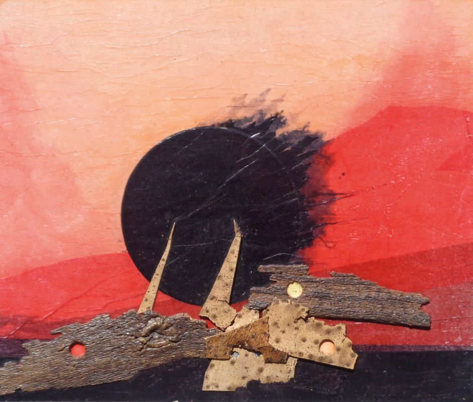 Roberto Crippa (Monza 1921 - Bresso 1972) Tramonto, 1970;_x000D_

油画和拼贴画，56 x 65&hellip;
