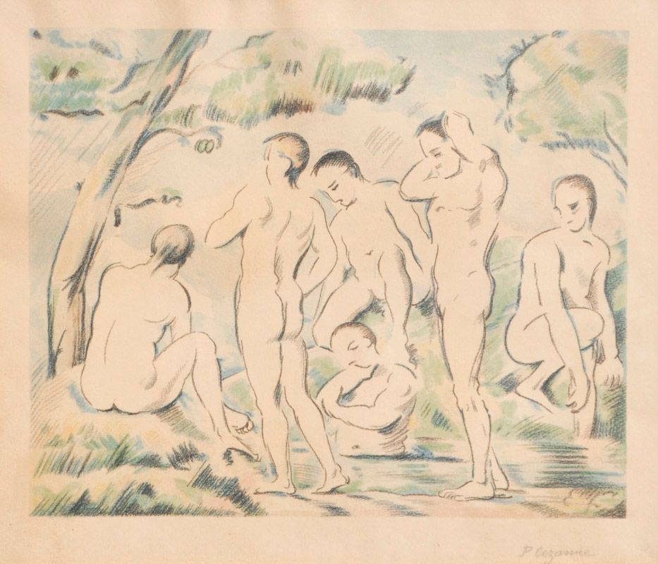 Paul Cezanne (Aix-en-Provence 1839 -1906) Les Baigneurs, 1897; 纸上彩色石版画, 26 x 30,&hellip;