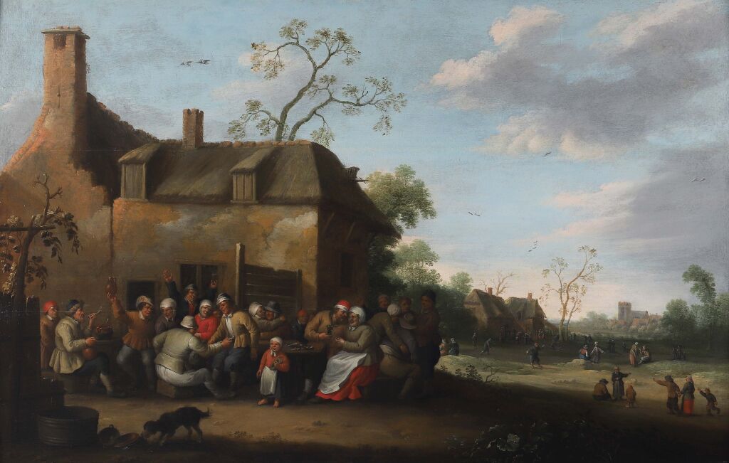 Null Joost Cornelisz DROOCHSLOOT (Utrecht 1586-1666).
Fest in einem Dorf.
Eichen&hellip;