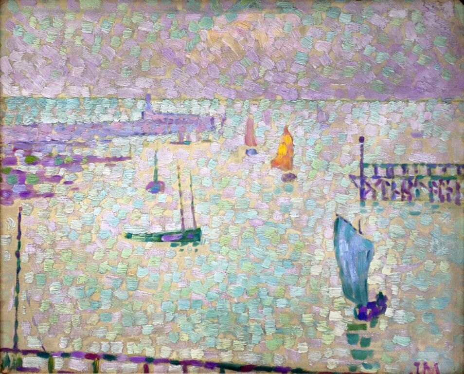 Null 让-梅津格（1883-1956）。
Croisic港，1905年
纸板上的油彩。 
右下角有图案。
背面是巴黎-日内瓦Motte画廊的标签（Metzi&hellip;
