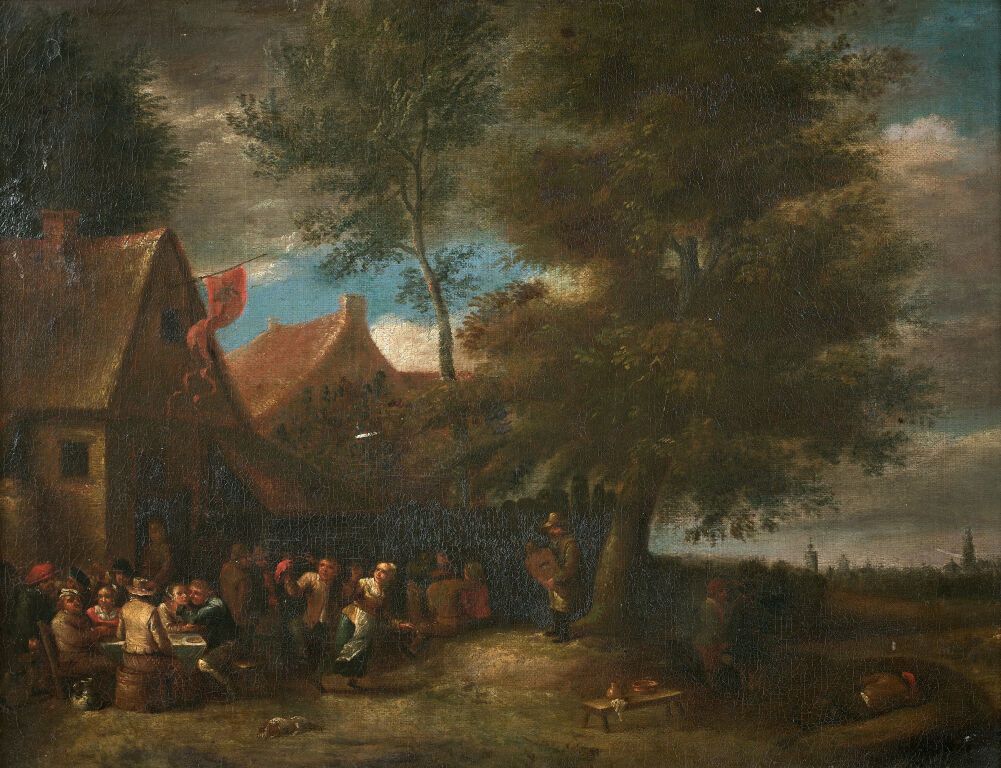 Null Flemish school around 1680, follower of David TENIERS.
Peasant revelry.
Can&hellip;