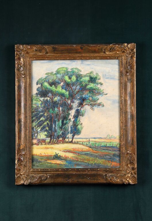 Null Jean PESKÉ (1870-1949).
Paysage aux arbres.
Aquarelle sur papier.
Signé en &hellip;