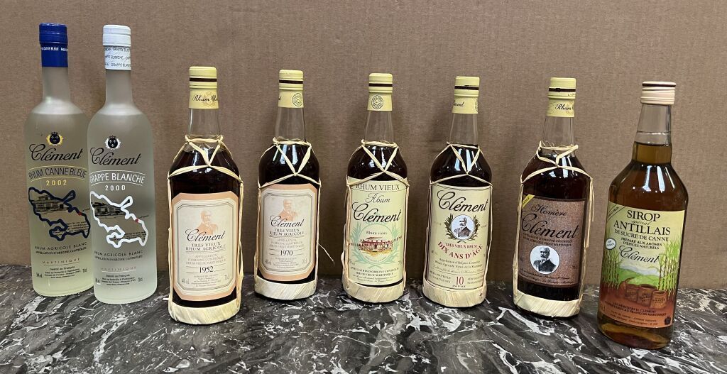 Rum]. Set of 7 bottles Rhum Clément including 1952, 197…