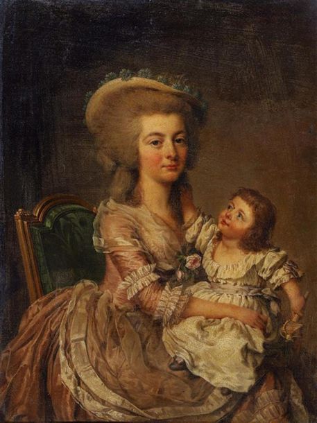 Null Attribué à Adolf Ulrik WERTMULLER (1751-1811).
Portrait d'une mère et son e&hellip;