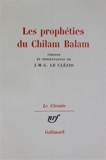 Null LE CLÉZIO (J. M. G.). 
- Le déluge. Paris, Gallimard, 1966. In-8, broché. É&hellip;