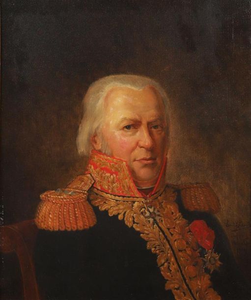 Null Louis BLANCAT.
Portrait en buste du Général Schaal.
Huile sur toile signée &hellip;