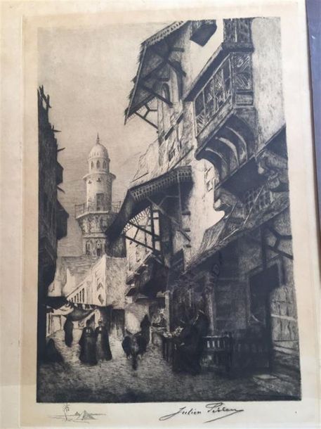 Null Julien Auguste PERREY (1871-?).
Ruelle du caire.
Eau-forte en noir et blanc&hellip;