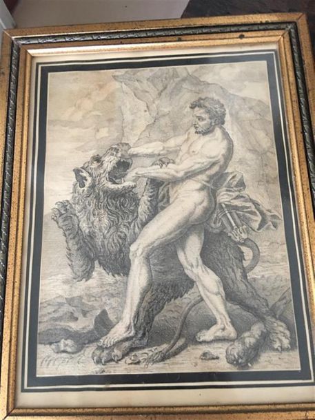 Null Hercule et le lion de Némée
Gravure en l'état.
D. : 25 x 19 cm.

Pour cause&hellip;