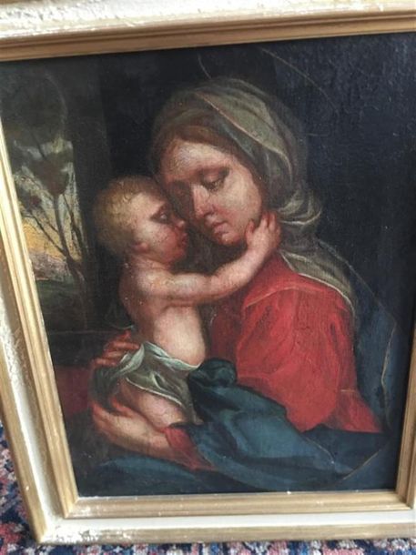 Null École ITALIENNE du XVIIe siècle.
Vierge à l'enfant.
Huile sur toile.
(rento&hellip;