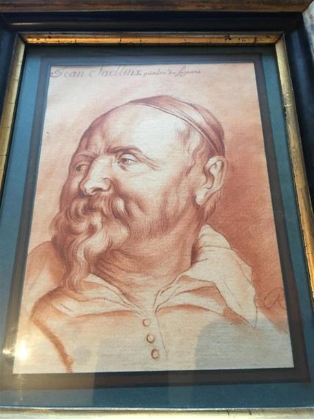 Null Jean Snellinx d'après Rubens. 
Portrait d'homme de 3/4.
Sanguine ou gravure&hellip;