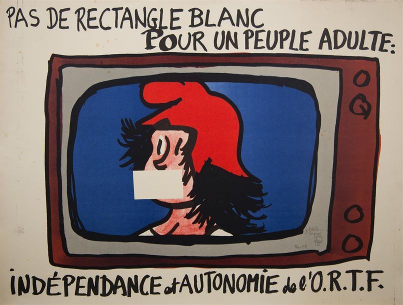 Null EFFEL Jean (1908-1982) 
"Pas de rectangle blanc" 
Affiche signée, dédicacée&hellip;