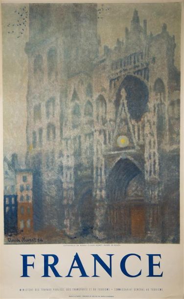 Null MONET Claude (1840-1926) 
"Cathédrale de Rouen" 
Affiche.
Haut. : 99,5 cm ;&hellip;