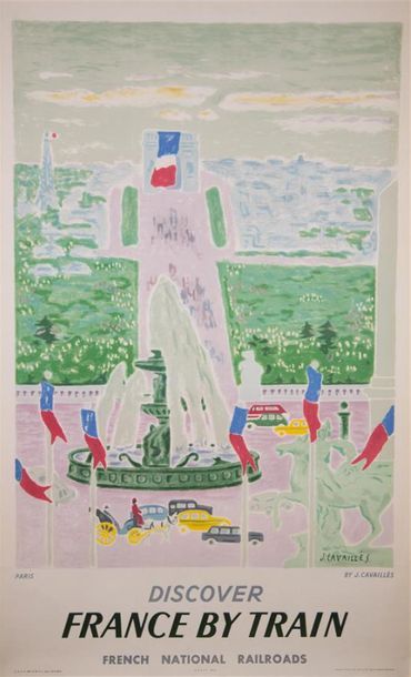 Null CAVAILLES Jules (1901-1977) 
"Discover FRANCE By Train" 
Affiche.
Haut. : 1&hellip;