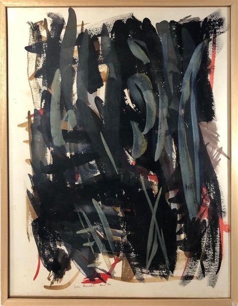 Null BOUCHET Jean (1929-2010)
"Composition abstraite, majeures noir et gris sur &hellip;