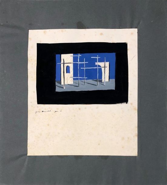 Null BOUCHET Jean (1929-2010)
"Figuration architecturale, majeures bleu, gris, b&hellip;