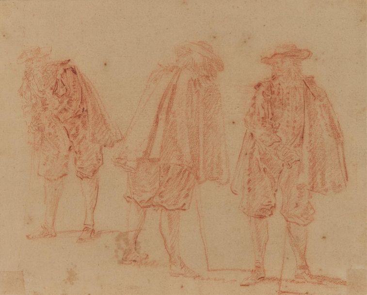 Null Attribué à Nicolas LANCRET (1690-1743)
"Trois études de personnages appuyés&hellip;