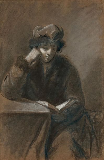 Null Attribué à HUTIN Charles François (Paris 1715-Dresde 1776)
"Homme assis lis&hellip;