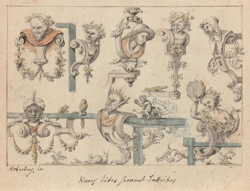 Null ROBERDAY (actif au XVIIe siècle) 
"Une paire d'études de grotesques"
Plume &hellip;