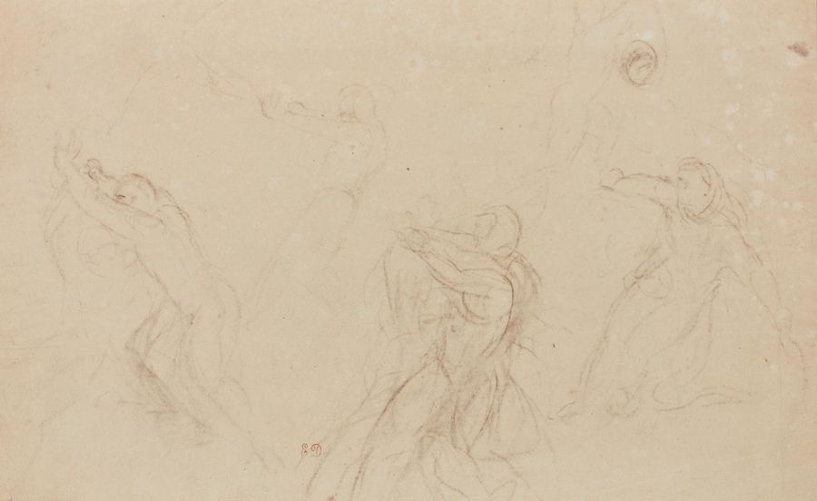 Null DELACROIX Eugène (1798-1863)
"Feuille d'études"
Crayon noir, porte le cache&hellip;