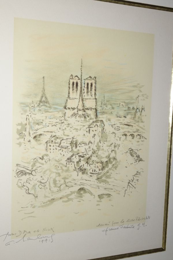 Null HAMBURG André (1909-1999)

背景是巴黎圣母院的景色。

彩色平版印刷。EA，献给"朵拉和尼克"，左下角有1991年的日期。
&hellip;