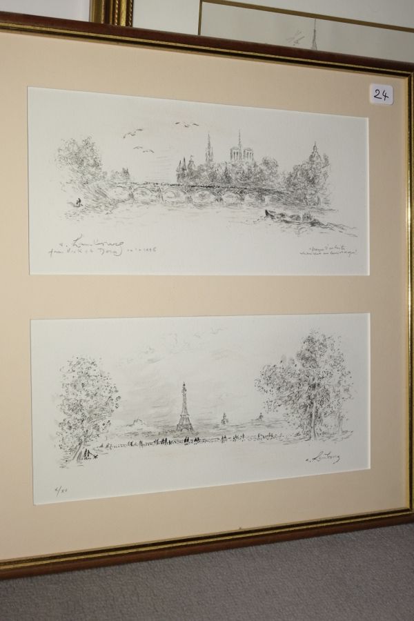 Null HAMBURG André (1909-1999)

巴黎的景色

两幅同框黑色石版画：一幅是E.A.增强版。

水洗和铅笔，签名和题词"致尼克和多拉&hellip;