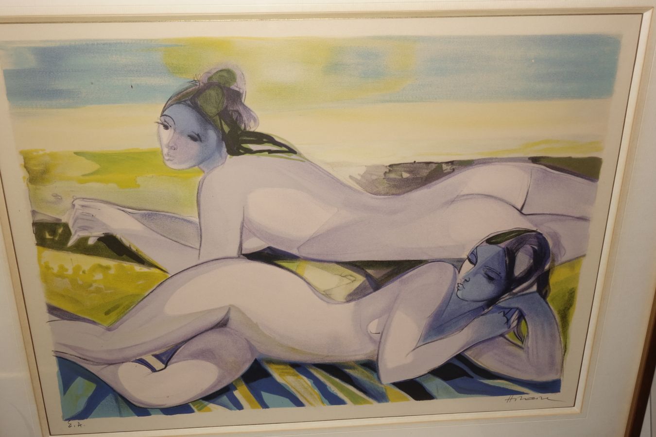 Null HILAIRE Camille(1916-2004)

两个裸体女人在沙滩上

彩色平版印刷，E.A。

57 x 41厘米