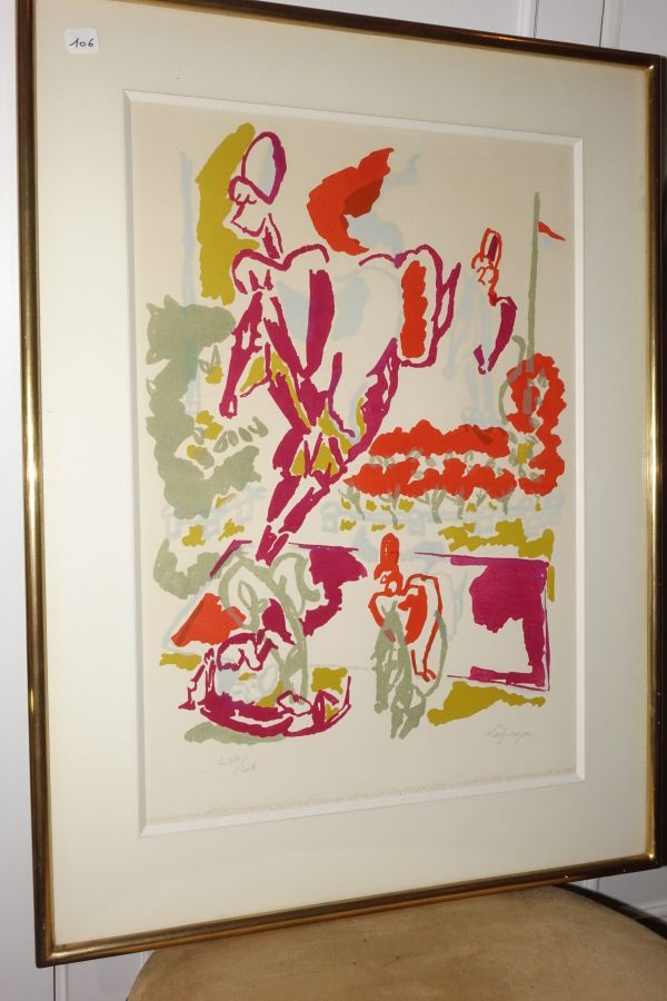Null LAPICQUE Charles (1898-1988)

跳跃表演

彩色石版画，右下角有签名，编号为LVIII/LX。

53.5 x 37厘米
